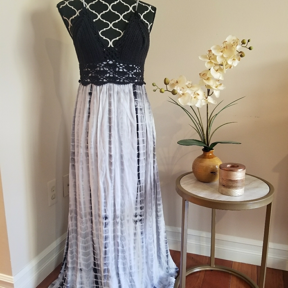 Tiedye crochet maxi dress
